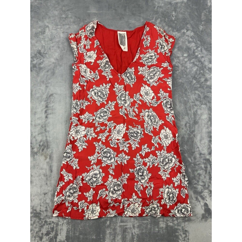 Free People Infinite Love Dress Sz XS Red Floral A-Line V-Neck Mini Boho Lined
